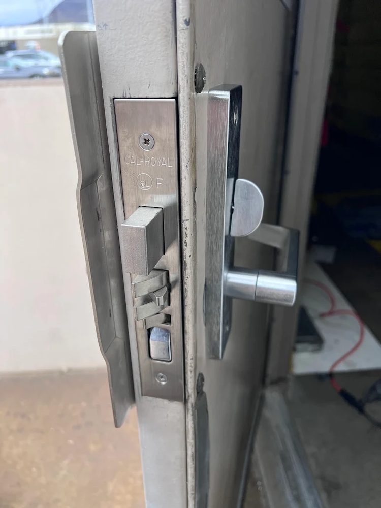 Cal-Royal commercial mortise lock hardware close-up